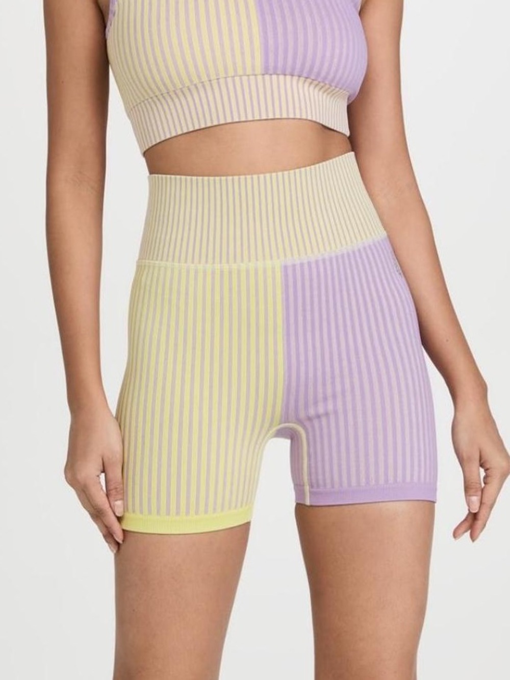 FP Movement Free People Stripe Mixing Bike Shorts Purple Yellow M/L